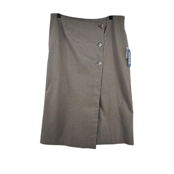 Modcloth Plaid Skirt Size 14 NEW Midi Wrap Buttons Brown - Picture 1 of 5